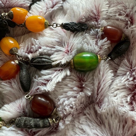 RARE Vintage multi colors Honey Butterscotch Amber Bakelite Wood Necklace - Picture 5 of 11